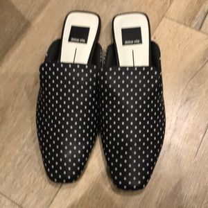 NWT Dolce Vita Brie black and white leather mules